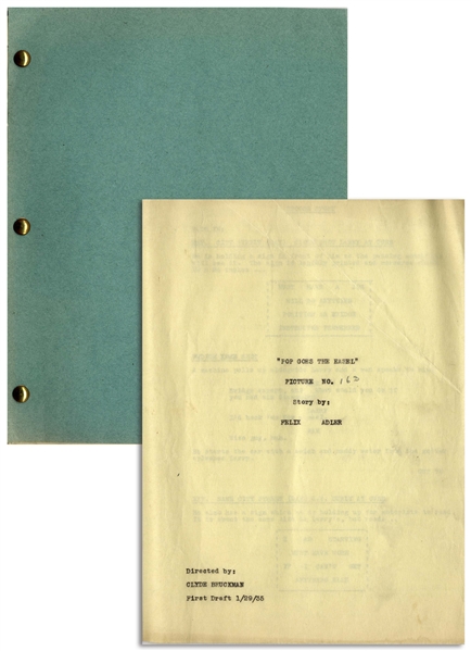 Moe Howard's 29pp. Script Dated January 1935 for The Three Stooges Film ''Pop Goes the Easel'' -- Very Good Condition